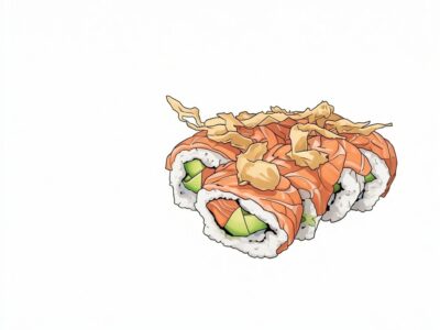 130. Flambierter Lachs Honig Miso Roll x 8 St.