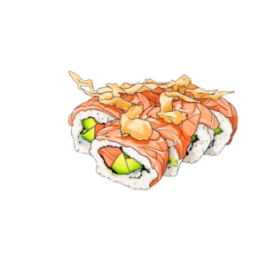 Flambierter Lachs Honig Miso Roll x 8 St.